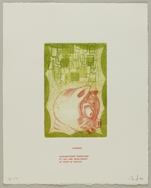 Amy Sillman (American, Detroit, MI, born 1955). <em>Science – Systematized Knowledge of Any One Department of Mind or Matter</em>, 1999. Etching on paper, sheet: 11 1/4 x 9 in. (28.6 x 22.9 cm). Brooklyn Museum, Gift of the Lower East Side Printship in honor of Marilyn Kushner, 1999.119.9. © artist or artist's estate (Photo: Brooklyn Museum, 1999.119.9_PS20.jpg)