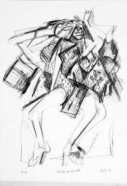 Gerson Leiber (American, 1921-2018). <em>Nimfe con Borsette</em>, 1990-1991. Lithograph, Sheet: 18 15/16 x 13 1/4 in. (48.1 x 33.7 cm). Brooklyn Museum, Gift of Mr. and Mrs. Gerson Leiber, 1999.146.7. © artist or artist's estate (Photo: Brooklyn Museum, 1999.146.7_bw.jpg)