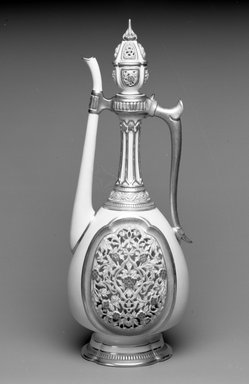 Worcester Royal Porcelain Co. (founded 1751). <em>Ewer with Lid</em>, 1884. Porcelain, 16 1/2 x 6 1/8 x 6 1/8 in. (41.9 x 15.6 x 15.6 cm). Brooklyn Museum, Gift of the Estate of Harold S. Keller, 1999.152.268a-b. Creative Commons-BY (Photo: Brooklyn Museum, 1999.152.268a-b_bw.jpg)