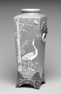 Worcester Royal Porcelain Co. (founded 1751). <em>Vase</em>, 1876. Porcelain, 7 1/4 x 4 1/2 x 4 1/2 in. (18.4 x 11.4 x 11.4 cm). Brooklyn Museum, Gift of the Estate of Harold S. Keller, 1999.152.274. Creative Commons-BY (Photo: Brooklyn Museum, 1999.152.274_bw.jpg)