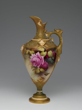 Royal Crown Derby Porcelain Co. (founded 1750). <em>Ewer</em>, ca. 1910. Porcelain, 12 1/4 x 6 x 5 1/8 in. (31.1 x 15.3 x 13 cm). Brooklyn Museum, Gift of the Estate of Harold S. Keller, 1999.152.84. Creative Commons-BY (Photo: Brooklyn Museum, 1999.152.84_side1_PS2.jpg)