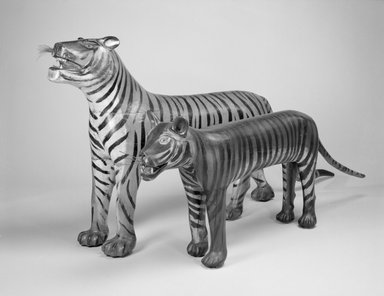 Augustus Aaron Wilson. <em>Tiger</em>, 1931. Painted wood, wire, 24 1/2 x 9 x 86 in. (62.2 x 22.9 x 218.4 cm). Brooklyn Museum, Gift of the Guennol Collection, 1999.26.1. Creative Commons-BY (Photo: , 1999.26.1_1999.26.2_bw.jpg)