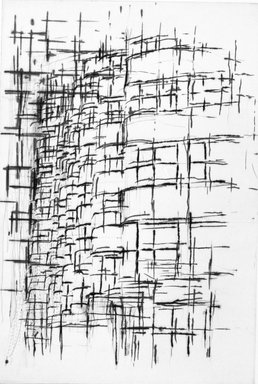 Stefan Hirsig. <em>Fahrenkamp's Raster</em>, 1995. Drypoint etching, Sheet: 20 x 15 in. (50.8 x 38.1 cm). Brooklyn Museum, Gift of Feature Inc., 1999.34.6. © artist or artist's estate (Photo: Brooklyn Museum, 1999.34.6_bw.jpg)