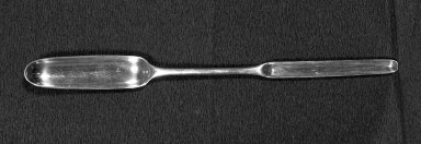 William Ward (British, 1766-1826). <em>Marrow Spoon</em>, ca. 1755. Silver, 9 1/8 in. (23.2 cm). Brooklyn Museum, Bequest of Samuel E. Haslett, 20.802. Creative Commons-BY (Photo: Brooklyn Museum, 20.802_acetate_bw.jpg)