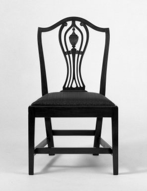 American. <em>Six Side Chairs</em>, ca. 1800. Hepplewhite style with straight legs, 38 x 21 3/4 x 17 1/2 in. (96.5 x 55.2 x 44.5 cm). Brooklyn Museum, Bequest of Samuel E. Haslett, 20.903.1-.6. Creative Commons-BY (Photo: Brooklyn Museum, 20.903.1_bw.jpg)