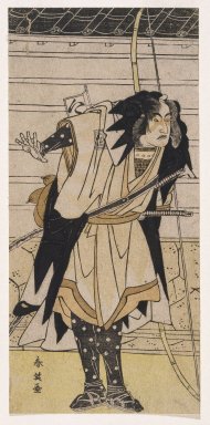 Katsukawa Shunei (Japanese, 1762-1819). <em>The Actor Ichikawa Yaozo III as Takebayashi Tadashichi, from Chusingura</em>, 1783. Color woodblock print on paper, 11 13/16 x 5 9/16 in. (29.9 x 14.0 cm). Brooklyn Museum, Museum Collection Fund, 20.938 (Photo: Brooklyn Museum, 20.938_IMLS_SL2.jpg)