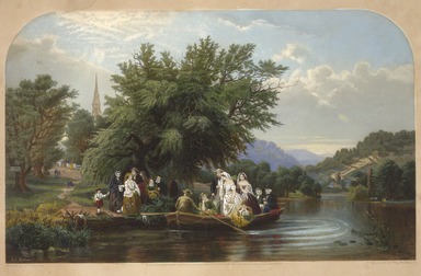 William Wellstood (American, 1819-1900). <em>Life's Day or Three Times Across the River: Noon (The Wedding Party)</em>, 1865. Engraving Brooklyn Museum, Dick S. Ramsay Fund, 2000.10 (Photo: Brooklyn Museum, 2000.10.jpg)