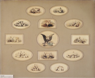 American. <em>Vignette H</em>, 1840s–1850s. Watercolor and graphite, 5 3/4 x 3 1/4 in.  (14.6 x 8.3 cm). Brooklyn Museum, Purchased with funds given by Mr. and Mrs. Leonard L. Milberg, 2000.106.8 (Photo: Brooklyn Museum, 2000.106.1-13_transp5026.jpg)