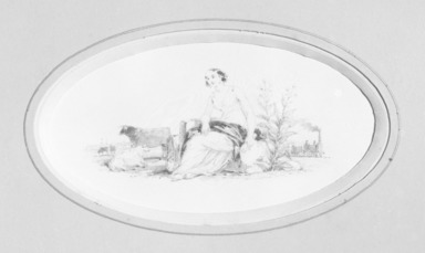 American. <em>Vignette F</em>, 1840s-1850s. Watercolor and graphite, 5 3/4 x 3 7/16 in.  (14.6 x 8.7 cm). Brooklyn Museum, Purchased with funds given by Mr. and Mrs. Leonard L. Milberg, 2000.106.6 (Photo: Brooklyn Museum, 2000.106.6_bw.jpg)