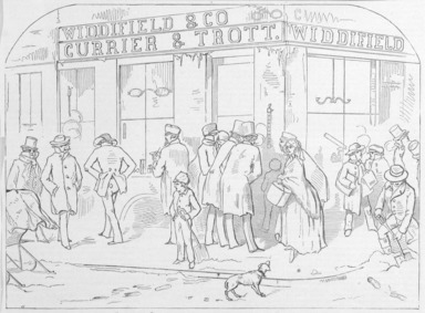 Winslow Homer (American, 1836-1910). <em>The "Cold Term," Boston Scene, Corner of Mill and Washington Streets</em>, 1858. Wood engraving, sheet:   11 x 15 in.  (27.9 x 38.1 cm);. Brooklyn Museum, Gift of Harvey Isbitts, 2000.112.3 (Photo: Brooklyn Museum, 2000.112.3_bw.jpg)