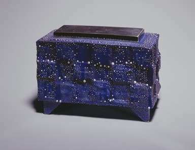 Kondo Takahiro (Japanese, born 1958). <em>Incense Burner with Silver Cover</em>, 2001. Porcelain with cobalt glaze and overglaze decoration, 3 3/4 x 5 3/4 x 2 3/8 in.  (9.5 x 14.6 x 6.0 cm). Brooklyn Museum, Purchase gift of Dr. and Mrs. Richard Dickes, 2001.30a-b. Creative Commons-BY (Photo: Brooklyn Museum, 2001.30a-b_SL3.jpg)