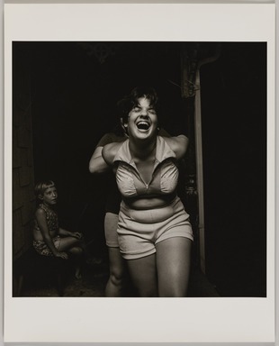 Larry Fink (American, born 1941). <em>[Untitled]  (Young Girl Laughing)</em>, 1980. Gelatin silver print, image:  15 x 15 in.  (38.1 x 38.1 cm);. Brooklyn Museum, Gift of Joan Snyder, 2001.79.4. © artist or artist's estate (Photo: Brooklyn Museum, 2001.79.4_PS20.jpg)