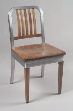 Shaw-Walker Company. <em>Side Chair</em>, ca. 1940. Aluminum, wood, 32 x 17 1/8 x 19 1/2 in. (81.3 x 43.5 x 49.5 cm). Brooklyn Museum, Gift of Fernande Ross, 2001.92. Creative Commons-BY (Photo: Brooklyn Museum, 2001.92.jpg)