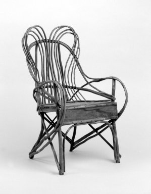  <em>Armchair</em>, 20th century. Bent twigs, wood, 39 1/4 x 22 3/4 x 23 3/4 in. (99.7 x 57.8 x 60.3 cm). Brooklyn Museum, Gift of Dr. Alvin E. Friedman-Kien, 2002.107.2. Creative Commons-BY (Photo: Brooklyn Museum, 2002.107.2_bw.jpg)