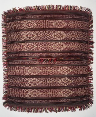 Esteban Huaman (born 1940). <em>Man's Poncho</em>, ca. 1965. Alpaca fleece, sheep wool, natural and synthetic dyes, incl. fringe: 66 x 49 1/2 in. (167.6 x 125.7 cm). Brooklyn Museum, Frank Sherman Benson Fund, 2002.62.6. Creative Commons-BY (Photo: Brooklyn Museum, 2002.62.6_transp6210.jpg)