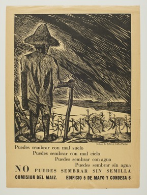 Francisco Mora (Mexican, 1922-2002). <em>[Untitled] (No puedes sembrar sin semilla) (You can't sow without seed)</em>. Relief print, 18 1/2 x 13 1/2 in. (47 x 34.3 cm). Brooklyn Museum, Bequest of Richard J. Kempe, 2003.41.14. Creative Commons-BY (Photo: Brooklyn Museum, 2003.41.14_PS11.jpg)