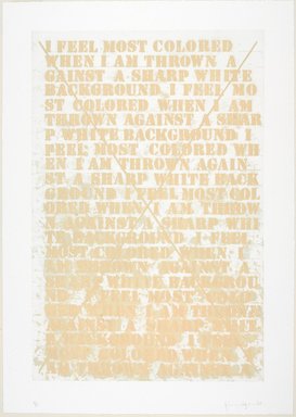 Glenn Ligon (American, born 1960). <em>[Untitled] (Cancellation Prints)</em>, 1992-2003. Hardground, softground, aquatint and spit bite etching with drypoint, Sheet: 28 1/4 x 20 in. (71.8 x 50.8 cm). Brooklyn Museum, Robert A. Levinson Fund and gift of Dr. and Mrs. Frank L. Babbott, by exchange, 2003.60a-b. © artist or artist's estate (Photo: Brooklyn Museum, 2003.60a_PS9.jpg)