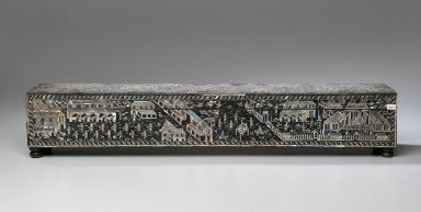  <em>Manuscript Box</em>, second half 19th century. Wood, mother-of-pearl, lacquer, 4 3/4 x 26 x 5 in. (12 x 66 x 12.7 cm). Brooklyn Museum, Gift of the Doris Duke Foundation, 2003.64.7. Creative Commons-BY (Photo: Brooklyn Museum, 2003.64.7_view1_PS1.jpg)