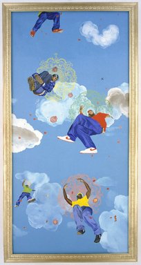 Kehinde Wiley (American, born 1977). <em>Go</em>, 2003. Oil on panel, Each panel: 48 x 120 x 2 1/2 in. (121.9 x 304.8 x 6.4 cm). Brooklyn Museum, Mary Smith Dorward Fund and Healy Purchase Fund B, 2003.90.1a-e. © artist or artist's estate (Photo: Brooklyn Museum, 2003.90.1a-e_Design_scan.jpg)