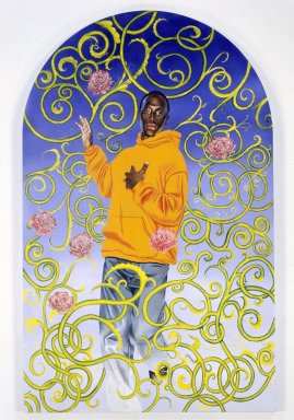 Kehinde Wiley (American, born 1977). <em>Passing/Posing (Assumption)</em>, 2003. Oil on canvas mounted on panel, 96 x 60 x 1 1/2 in. (243.8 x 152.4 x 3.8 cm). Brooklyn Museum, Mary Smith Dorward Fund and Healy Purchase Fund B, 2003.90.3. © artist or artist's estate (Photo: Brooklyn Museum, 2003.90.3_SL1.jpg)