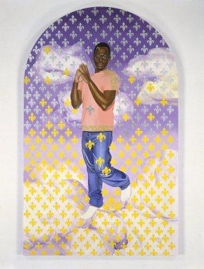 Kehinde Wiley (American, born 1977). <em>Passing/Posing (Immaculate Consumption)</em>, 2003. Oil on canvas mounted on panel, 96 x 60 x 1 1/2 in. (243.8 x 152.4 x 3.8 cm). Brooklyn Museum, Mary Smith Dorward Fund and Healy Purchase Fund B, 2003.90.4. © artist or artist's estate (Photo: Brooklyn Museum, 2003.90.4_SL1.jpg)