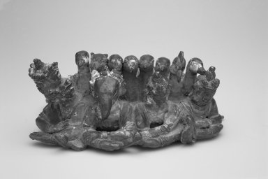  <em>Peacock Mount for A Statue of the God Kartikeya</em>. Bronze with traces of polychrome, 2 9/16 x 5 7/8 x 7 5/16 in. (6.5 x 15 x 18.5 cm). Brooklyn Museum, Gift of Dr. Alvin E. Friedman-Kien, 2004.112.12. Creative Commons-BY (Photo: Brooklyn Museum, 2004.112.12_front.jpg)