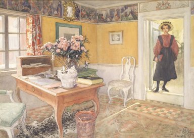 Carl Olof Larsson (Swedish, 1853-1919). <em>School Girl in an Interior</em>, 1910. Watercolor, framed: 20 x 28 1/4 in. (50.8 x 71.8 cm). Brooklyn Museum, Bequest of Marion Mann Roberts, 2004.16 (Photo: Brooklyn Museum, 2004.16_transp6332.jpg)