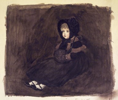 Kate Greenaway (British, 1846-1901). <em>A Little Girl in a Muff</em>, n.d. Watercolor on paper, 7 1/2 x 9 in. (19.1 x 22.9 cm). Brooklyn Museum, Gift of The Beatrice and Samuel A. Seaver Foundation, 2004.25 (Photo: Brooklyn Museum, 2004.25.jpg)