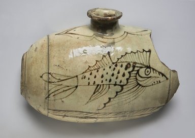  <em>Fragment of a Bottle</em>, last half of 15th century. Buncheong ware, stoneware with underglaze white slip and iron painting, 7 1/4 x 3 1/4 x 9 5/16 in. (18.4 x 8.3 x 23.7 cm). Brooklyn Museum, The Peggy N. and Roger G. Gerry Collection, 2004.28.108. Creative Commons-BY (Photo: , 2004.28.108_PS11.jpg)