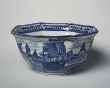  <em>Bowl</em>, 18th century. Porcelain with underglaze blue, 4 1/2 x 8 3/4 in. (11.4 x 22.2 cm). Brooklyn Museum, The Peggy N. and Roger G. Gerry Collection, 2004.28.208. Creative Commons-BY (Photo: Brooklyn Museum, 2004.28.208.jpg)