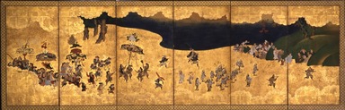  <em>Autumn Festival</em>, ca. 1630. Pair of six-fold screens, ink, gold, and color on paper, each panel: 36 3/4 x 19 in. (93.3 x 48.3 cm). Brooklyn Museum, The Peggy N. and Roger G. Gerry Collection, 2004.28.250 (Photo: Brooklyn Museum, 2004.28.250.jpg)