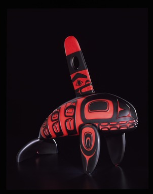 Preston Singletary (Tlingit, born 1963). <em>Guardian of the Sea</em>, 2004. Glass, 18 x 6 x 18 in. (45.7 x 15.2 x 45.7 cm). Brooklyn Museum, Gift of Fairfield-Maxwell, Ltd., by exchange

, 2004.2. © artist or artist's estate (Photo: Brooklyn Museum, 2004.2_Russell_Johnson_photo_SL3.jpg)