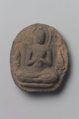  <em>Earth Touching Shakyamuni</em>. Molded terracotta plaque, 3 1/2 x 3 in. (8.9 x 7.6 cm). Brooklyn Museum, Gift of Jai Chandrasekhar, 2004.3.5. Creative Commons-BY (Photo: Brooklyn Museum, 2004.3.5.jpg)