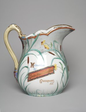 Union Porcelain Works (1863–ca. 1922). <em>Pitcher</em>, ca. 1885. Porcelain, 9 7/16 x 9 5/8 x 6 1/4 in. (24 x 24.4 x 15.9 cm). Brooklyn Museum, Gift of Jay and Emma Lewis, 2004.71. Creative Commons-BY (Photo: Brooklyn Museum, 2004.71.jpg)