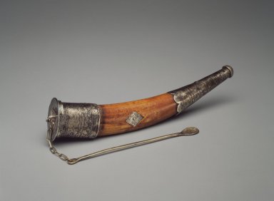 Mende. <em>Snuff Container</em>, 19th century. Elephant ivory, silver, Spoon: 7 1/2 x 1/2 x 1/16 in. (19.1 x 1.3 x 0.2 cm). Brooklyn Museum, Gift of Blake Robinson, 2004.76.3. Creative Commons-BY (Photo: Brooklyn Museum, 2004.76.3.jpg)