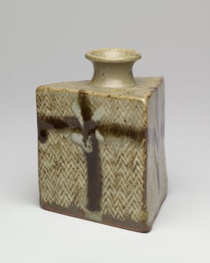 Shimaoka Tatsuzo (Japanese, 1919-2007). <em>Triangular Vase</em>. Stoneware, 4 5/8 x 3 5/8 in. (11.7 x 9.2 cm). Brooklyn Museum, Gift of Dr. Eleanor Z. Wallace in memory of her husband, Dr. Stanley L. Wallace, 2004.87.3. Creative Commons-BY (Photo: Brooklyn Museum, 2004.87.3.jpg)