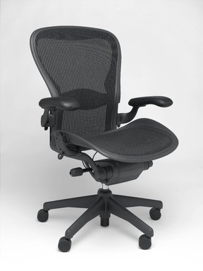 Don Chadwick (American, born 1936). <em>Aeron Chair</em>, designed 1994. Recycled aluminum, recycled polymer, 40 3/4 x 28 1/4 x 21 3/4 in. (103.5 x 71.8 x 55.2 cm). Brooklyn Museum, Gift of Herman Miller Inc., 2005.65. Creative Commons-BY (Photo: Brooklyn Museum, 2005.65_PS2.jpg)