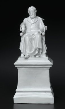 Unknown. <em>Figure of Longfellow, after Franklin Simmons</em>, ca. 1907. Porcelain, 7 5/8 x 3 1/4 x 3 3/8 in. (19.4 x 8.3 x 8.6 cm). Brooklyn Museum, Gift of M. Christmann Zulli in memory of Anna Nastasi, 2005.67. Creative Commons-BY (Photo: Brooklyn Museum, 2005.67_PS1.jpg)