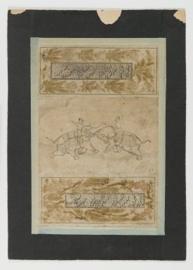  <em>Elephants and Mahouts</em>. Ink, slight color, gold, silver on paper, Sheet approx: 8 x 5 1/8 in.  (20.3 x 13.0 cm);. Brooklyn Museum, Gift of Dr. Bertram H. Schaffner, 2005.78.19 (Photo: Brooklyn Museum, 2005.78.19_IMLS_PS4.jpg)