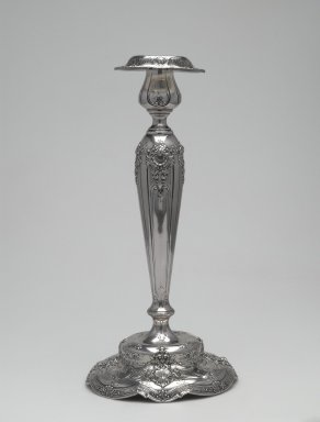 Gorham Manufacturing Company (1865-1961). <em>Candlestick, Model 74-8050-12 ½ IN</em>, ca. 1910. Silver, 12 5/8 x 5 1/2 in., 1.5 lb. (32.1 x 14 cm, 0.7kg). Brooklyn Museum, Gift of Elinor and William Appleby, 2006.52.2. Creative Commons-BY (Photo: Brooklyn Museum, 2006.52.2_PS6.jpg)