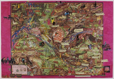 Joyce Kozloff (American, born 1942). <em>Sing-Along American History: War and Race</em>, 2004. Mixed media collage, 32 3/4 x 47 5/8 in. (83.2 x 121 cm). Brooklyn Museum, Gift of Rudolph DeMasi, by exchange, 2006.71. © artist or artist's estate (Photo: Brooklyn Museum, 2006.71_PS20.jpg)