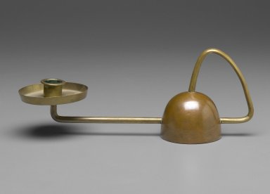 CDE. <em>Candlestick</em>, ca. 1910. Brass, 3 3/4 x 10 x 2 7/8 in. (9.5 x 25.4 x 7.3 cm). Brooklyn Museum, Gift of Mark McDonald in honor of Stuyvasent McReswick, 2006.8. Creative Commons-BY (Photo: Brooklyn Museum, 2006.8_PS2.jpg)