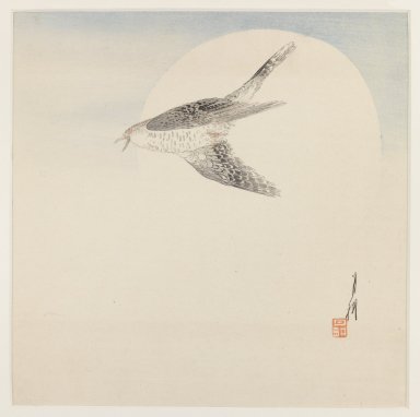 Ogata Gekko (Japanese, 1859-1920). <em>Cuckoo with Full Moon</em>, ca. 1890-1910. Color woodblock print on paper, 9 3/8 x 9 3/4 in. (23.8 x 24.8 cm). Brooklyn Museum, Gift of the Estate of Dr. Eleanor Z. Wallace, 2007.32.61 (Photo: Brooklyn Museum, 2007.32.61_IMLS_PS3.jpg)