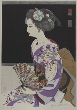 Sekino Junichiro (Japanese, 1914-1988). <em>[Untitled] (Geisha in Profile)</em>. Woodblock print, Other (Sight): 20 3/16 x 15 in. (51.3 x 38.1 cm). Brooklyn Museum, Gift of the Estate of Dr. Eleanor Z. Wallace, 2007.32.93. © artist or artist's estate (Photo: Brooklyn Museum, 2007.32.93_PS4.jpg)