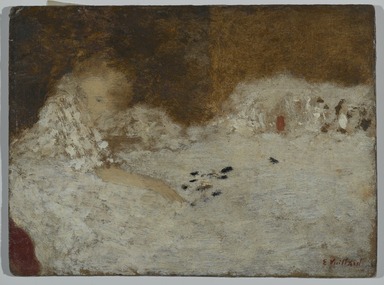 Édouard Vuillard (French, 1868-1940). <em>Young Woman in Bed (Jeune femme au lit)</em>, 1894. Oil on board, 10 1/16 x 14 in. (25.5 x 35.5 cm). Brooklyn Museum, Gift of Margaret R. Spanel, 2007.43 (Photo: Brooklyn Museum, 2007.43_PS2.jpg)