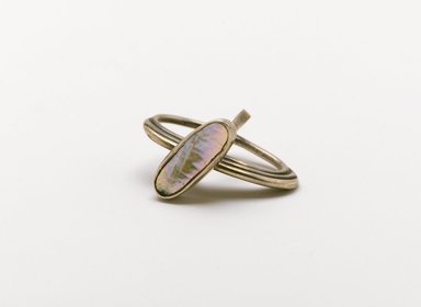 Art Smith (American, born Cuba, 1917-1982). <em>Angle Ring</em>, ca. 1958. Silver, mother of pearl, 1 3/8 x 1 1/8 x 1 3/4 in. (3.5 x 2.9 x 4.4 cm). Brooklyn Museum, Gift of Charles L. Russell, 2007.61.13. Creative Commons-BY (Photo: Brooklyn Museum, 2007.61.13_PS2.jpg)