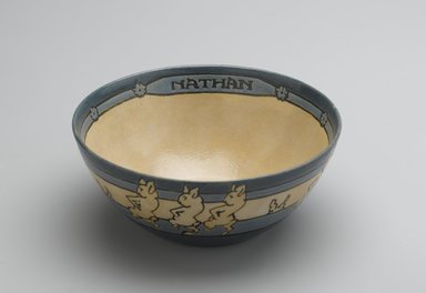 AM. <em>Bowl, "Nathan,"</em> 1914. Glazed earthenware, Diameter: 5 1/2 in. (14 cm). Brooklyn Museum, Gift of Joseph F. McCrindle in memory of J. Fuller Feder, by exchange, 2007.7.2. Creative Commons-BY (Photo: Brooklyn Museum, 2007.7.2_PS2.jpg)