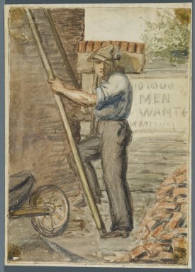 Karl L. H. Müller (American, born Germany, 1820–1887). <em>Brick Layer</em>, 1864. Watercolor over black media underdrawing, 5 x 3 1/2 in. (12.7 x 8.9 cm). Brooklyn Museum, Gift of the American Art Council, 2008.18.1. Creative Commons-BY (Photo: Brooklyn Museum, 2008.18.1_PS1.jpg)