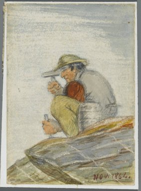 Karl L. H. Mueller (American, born Germany, 1820-1887). <em>Stone Worker</em>, 1864. Watercolor over black media underdrawing, 5 x 3 1/2 in. (12.7 x 8.9 cm). Brooklyn Museum, Gift of the American Art Council, 2008.18.7. Creative Commons-BY (Photo: Brooklyn Museum, 2008.18.7_PS1.jpg)