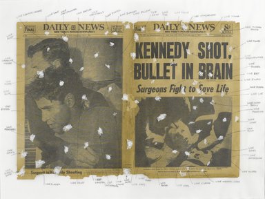 Nari Ward (Jamaican, born 1963). <em>American Snow Series I</em>, 2006. Newspaper, Wite-out and tissue paper, 19 x 26 in. (48.3 x 66 cm). Brooklyn Museum, Gift of Christos G. Bastis, by exchange, 2008.52.3. © artist or artist's estate (Photo: Brooklyn Museum, 2008.52.3_PS4.jpg)